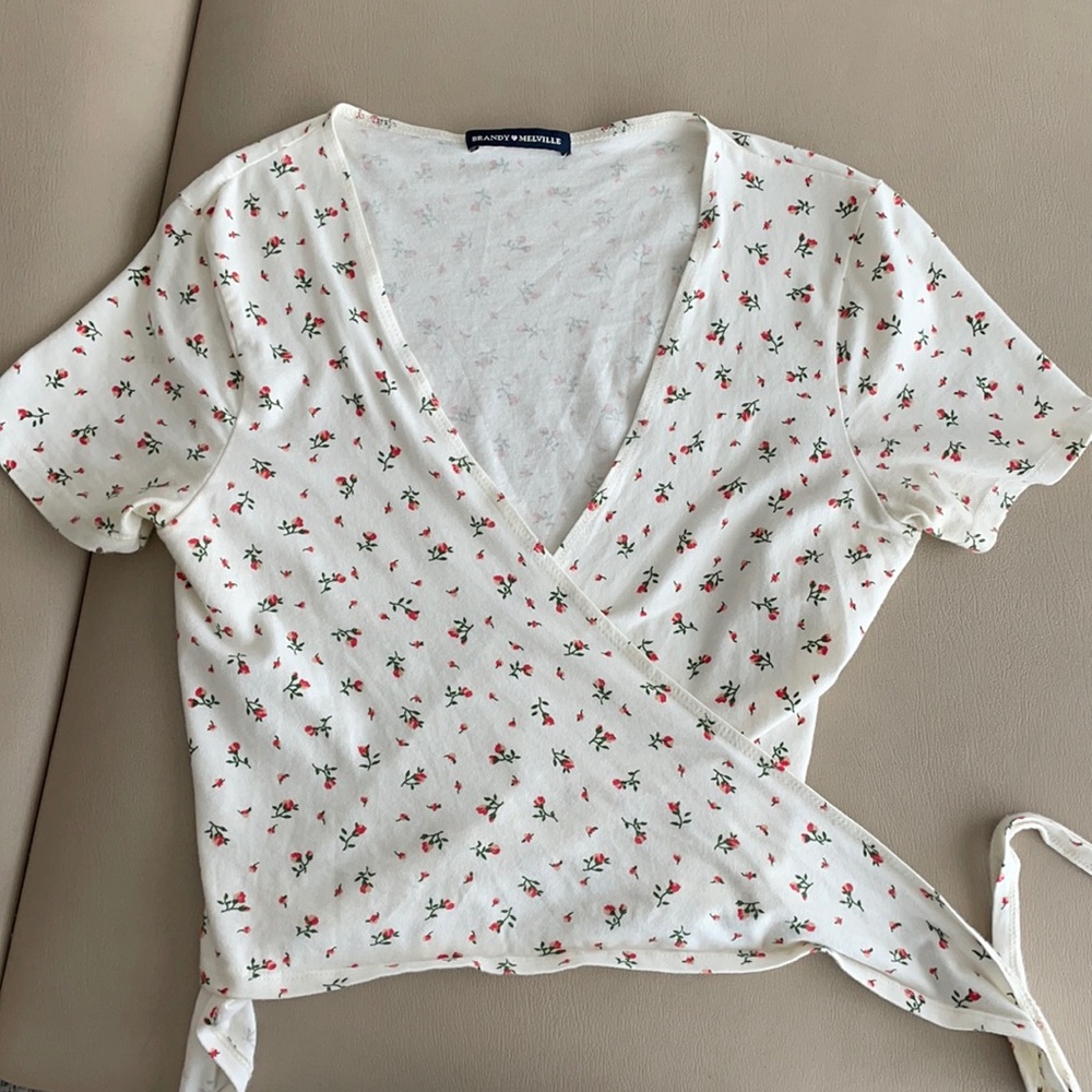 Brandy Melville crop wrap shirt